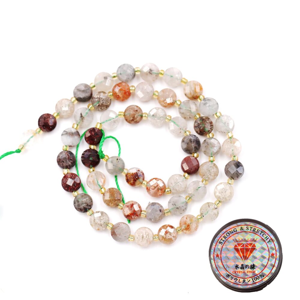 8199 Gemstone Beads for Jewelry Making, Natural Stone Faceted Coin Beads
